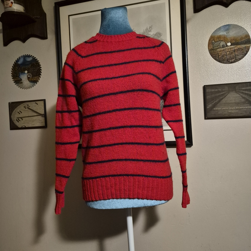 ​L. Simsbury Ltd. 100% Shetland Wool Striped Crewneck Sweater Size Large